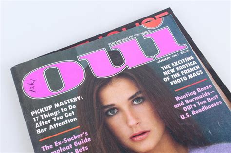 Features a teenage Demi Moore in her first modeling appearance on the cover. . Oui mag demi moore